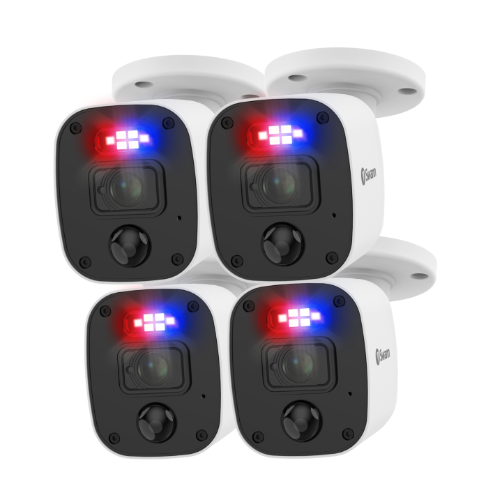 2515-SWANN 防犯カメラ PRO-4KWLB+SOPRO-1080MSD Home 1080p Full HD DVR Audio/Video Add-On Security Camera 4 pack