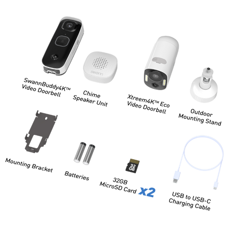 Xtreem4K Wireless Security Camera with SwannBuddy4K Video Doorbell | SWIFI-4KBUDXTRM