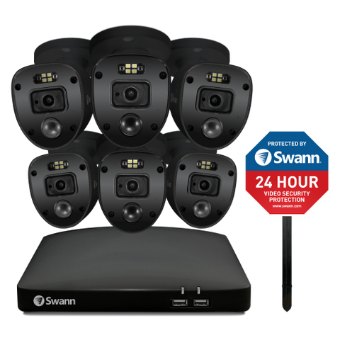 Home Black 6 Camera 8 Channel 1080p Full HD DVR Security System with Yard Stake - CODV8-46806YSLB