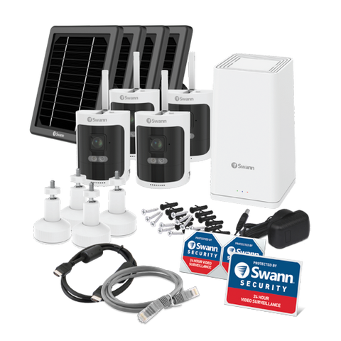 AllSecure650 2K Wireless Security Kit with 4 x Wire-Free Cameras, Solar Charging Panels & Power Hub | SONVK-650KH4S4