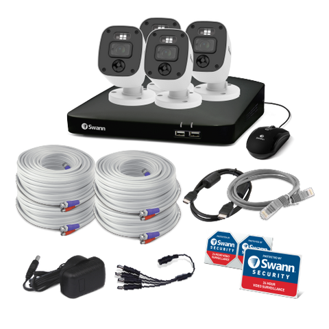 Home 4 Camera 8 Channel 1080p Full HD DVR 1TB HDD Security System with Mic