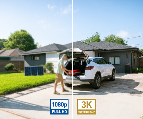Zoom into faces, labels on boxes and logos on clothing like never before. 3K (also known as 5MP) is 2.5x the resolution of 1080.