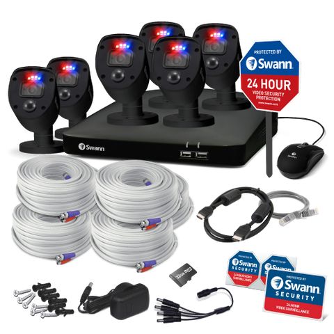 Home Black 6 Camera 8 Channel 1080p Full HD DVR Security System with Yard Stake - CODV8-46806YSLB