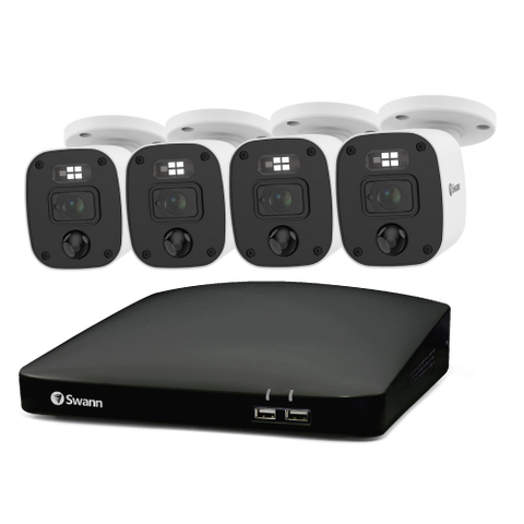 Home 4 Camera 4 Channel 1080p Full HD DVR 64GB SD Card Security System with Mic | SWDVK-446854MQB