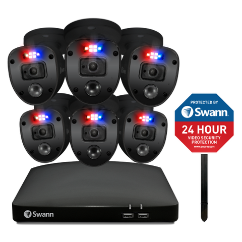 Home Black 6 Camera 8 Channel 1080p Full HD DVR Security System with Yard Stake - CODV8-46806YSLB